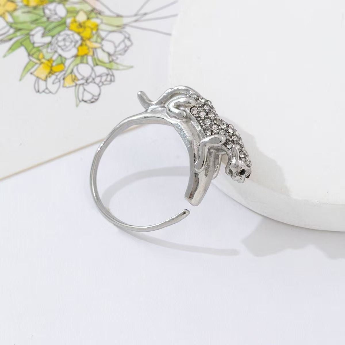 Glossy panter ring Zilver SOFIZARE