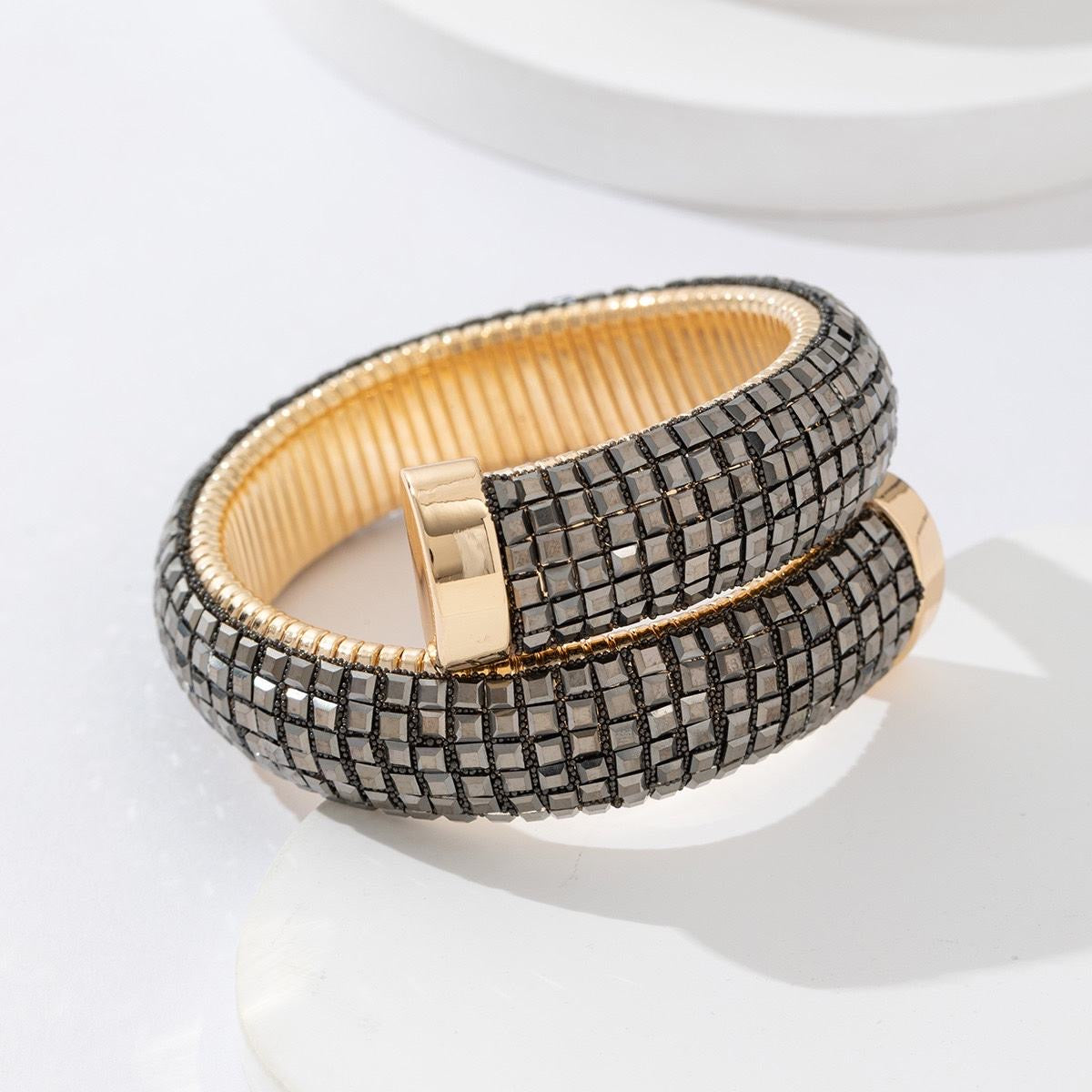 KOPER open strass armband Grijs SOFIZARE