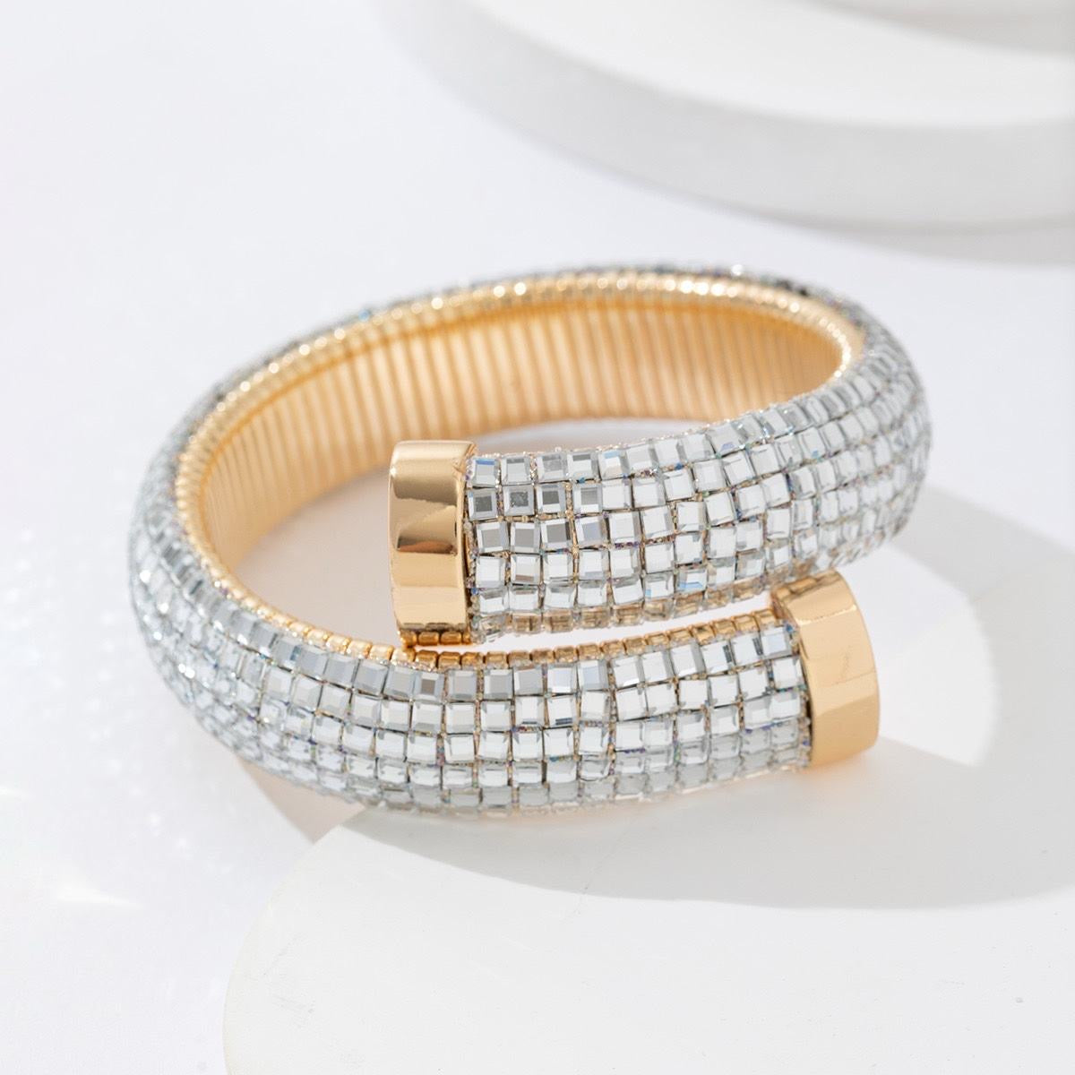 KOPER open strass armband Zilver SOFIZARE
