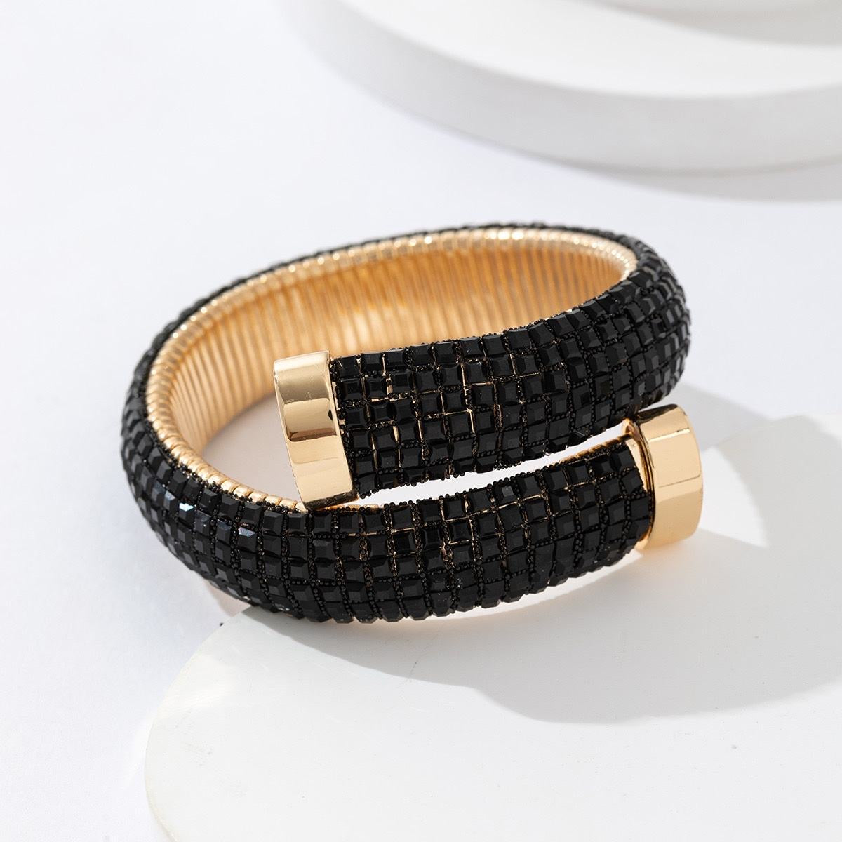 KOPER open strass armband Zwart SOFIZARE