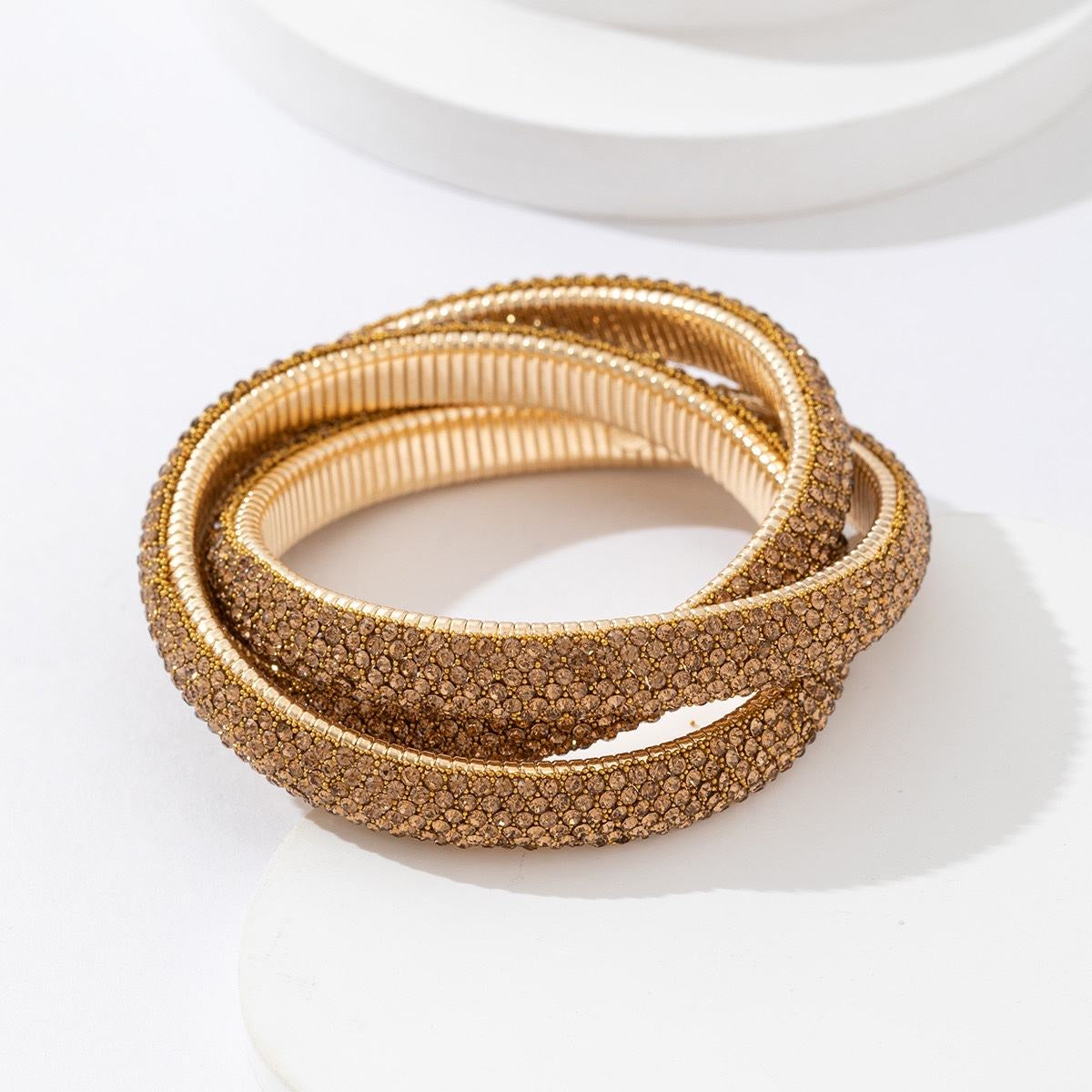 KOPER triple strass armband Brons SOFIZARE