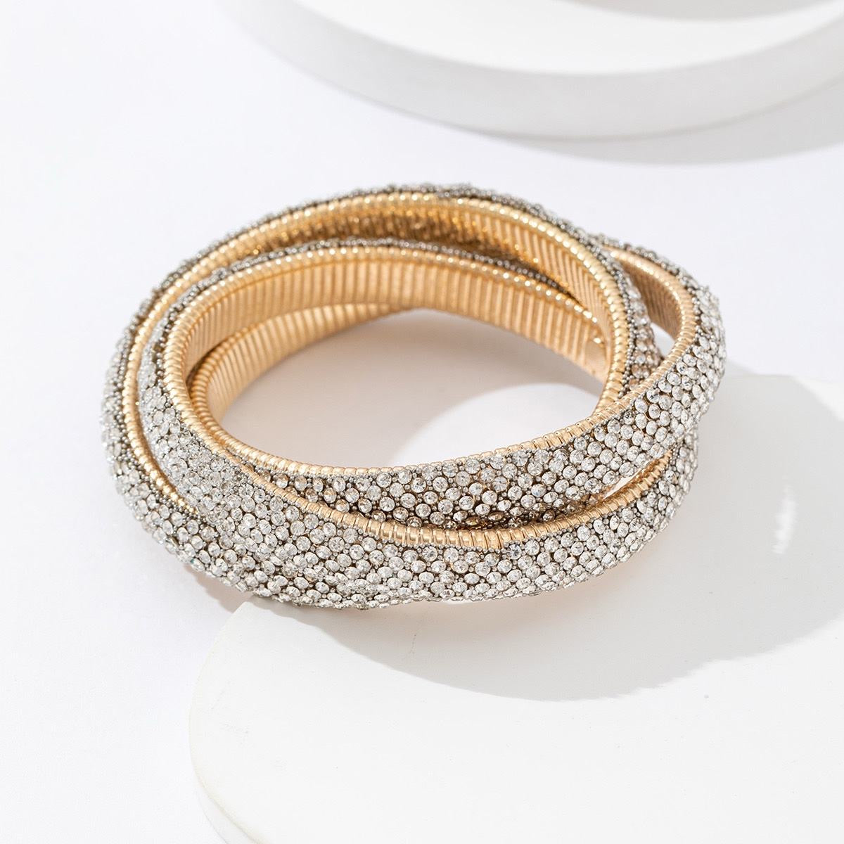 KOPER triple strass armband Goud / Zilver SOFIZARE
