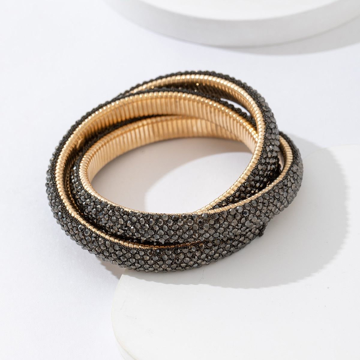 KOPER triple strass armband Zwart SOFIZARE