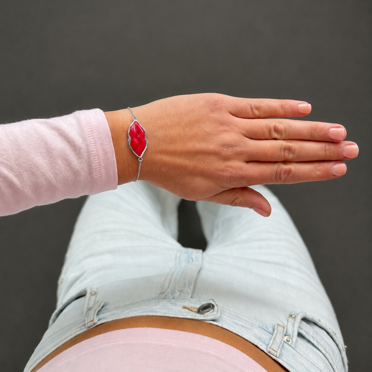 Red lips armband Zilver SOFIZARE