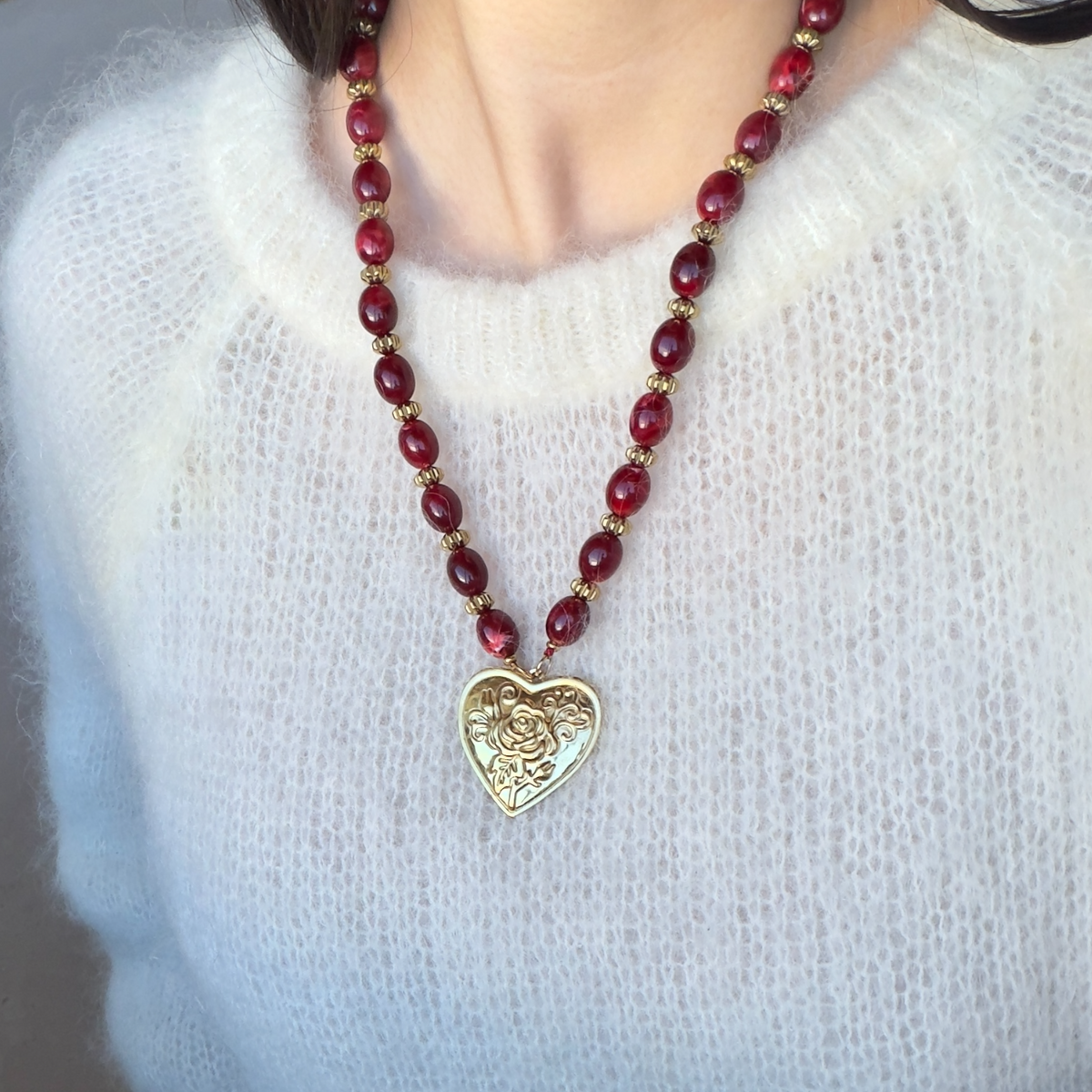 Roses beads ketting 55CM Bordeaux SOFIZARE