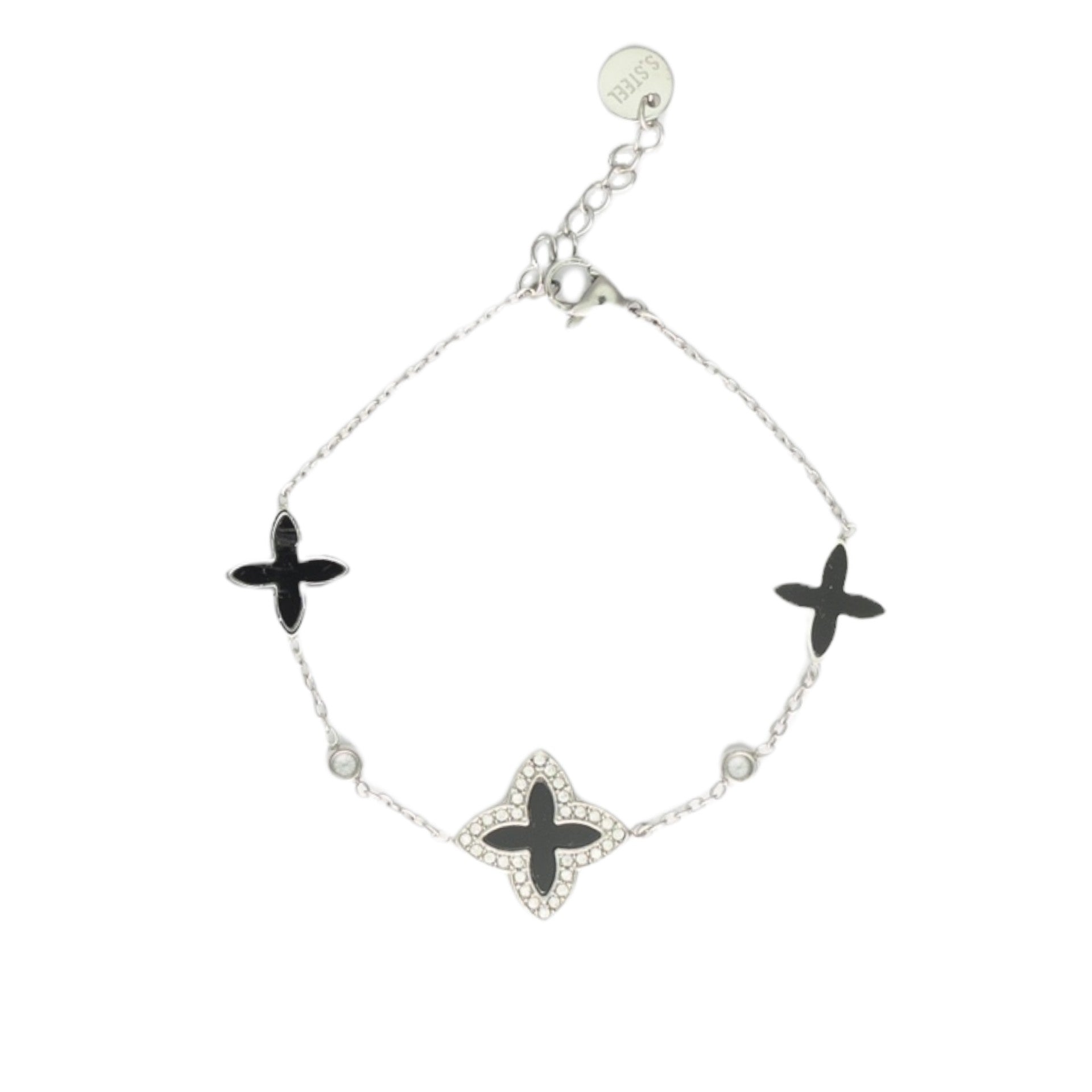 Kreuz Edelstahlarmband Schwarz
