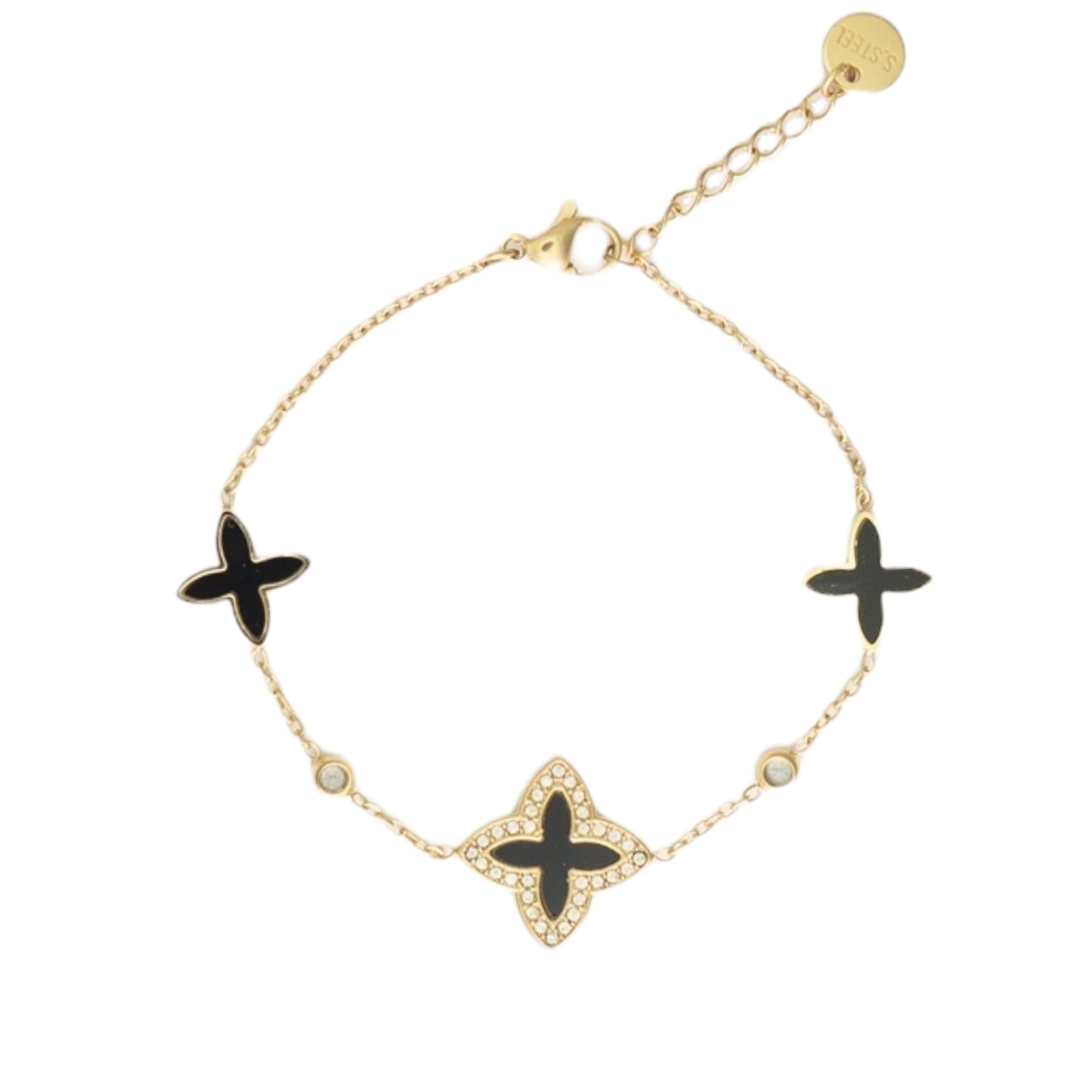 Kreuz Edelstahlarmband Schwarz