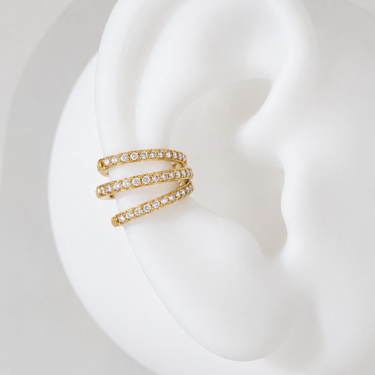 Triple stripe strass ear cuff Goud SOFIZARE