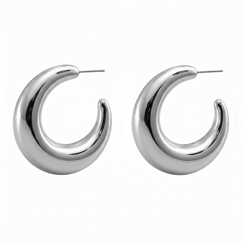 Zilveren chunky hoops