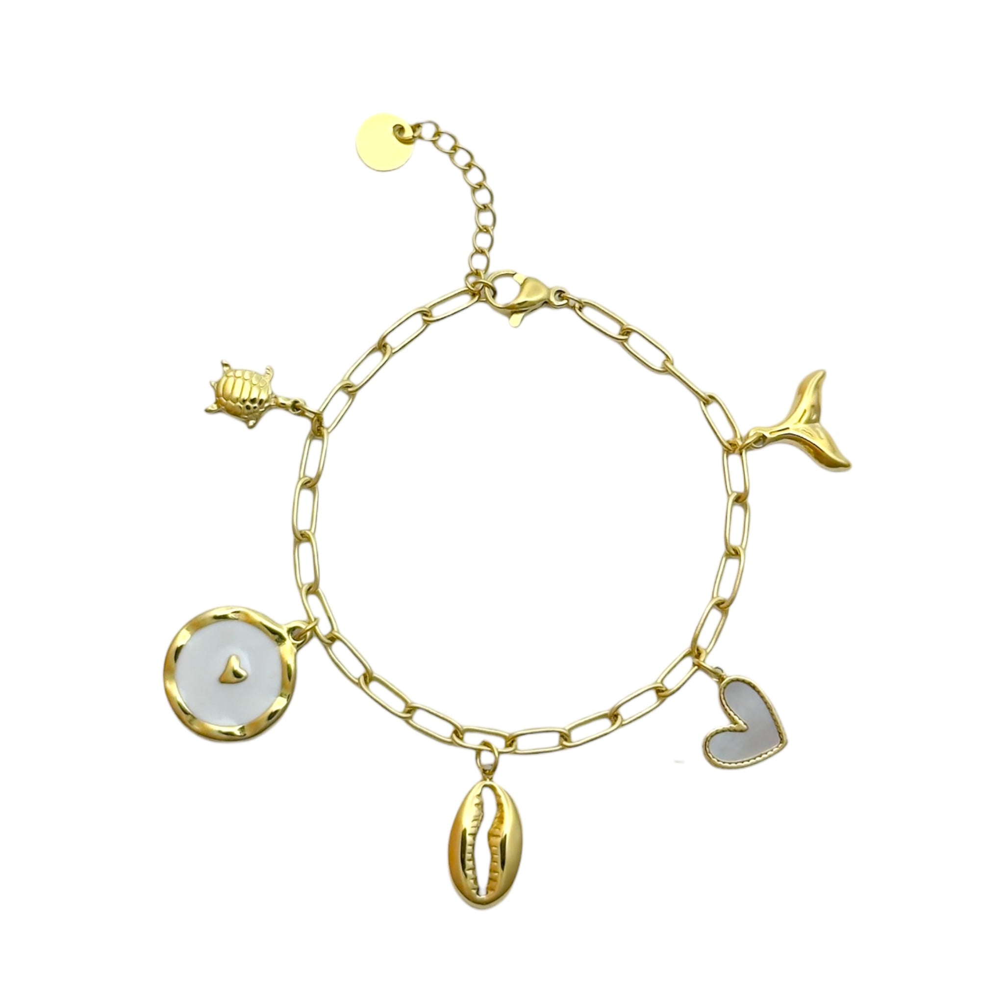 Shell charm link bracelet