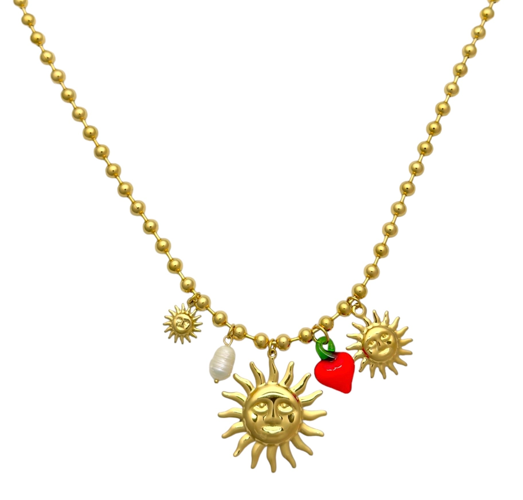 Necklace charms suns and strawberries