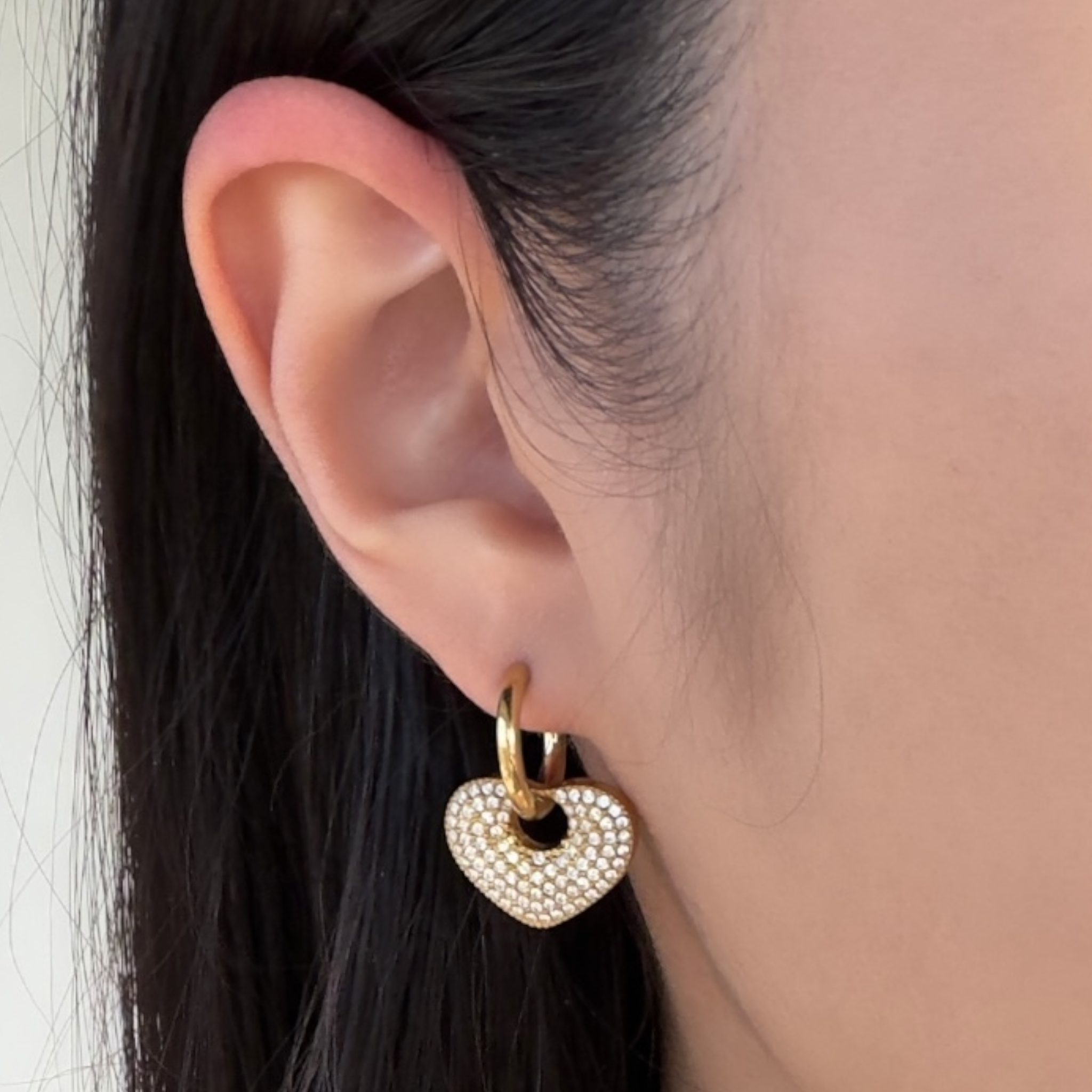 Strassy heart oorbellen