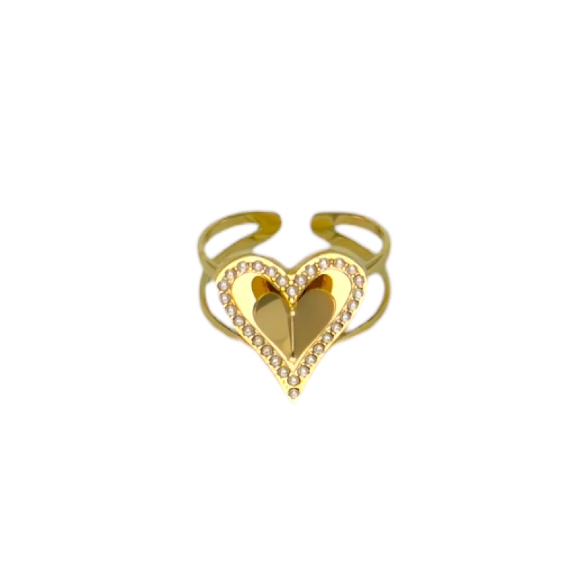 3D stras hearts ring