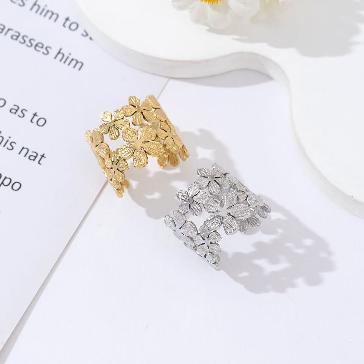 Statement bloemen ring