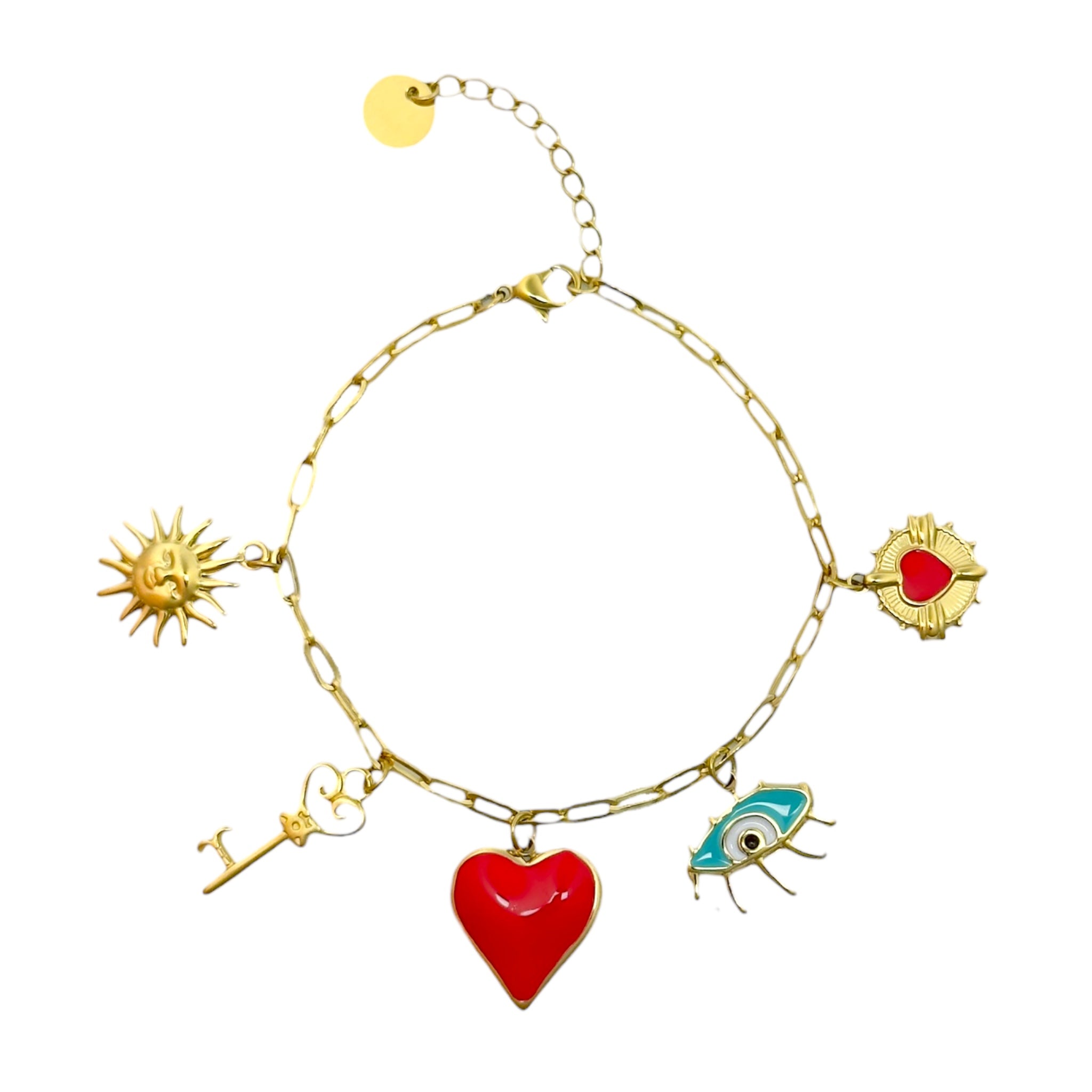 Red heart link bracelet