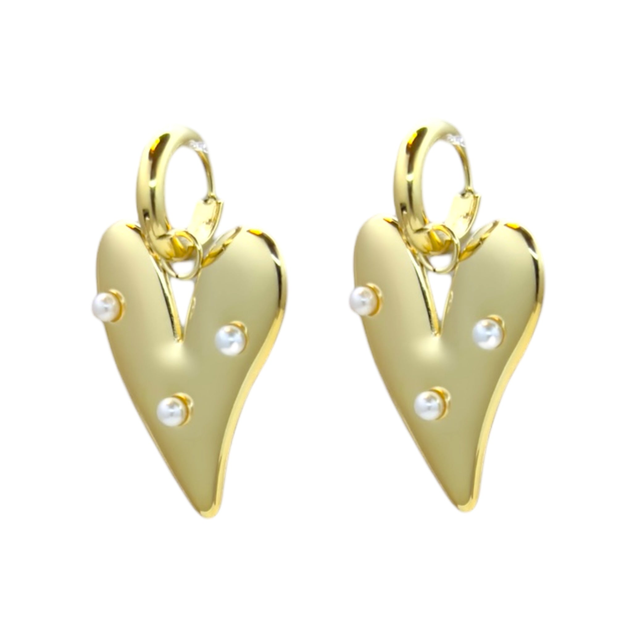 Heart with pearl drop earrings