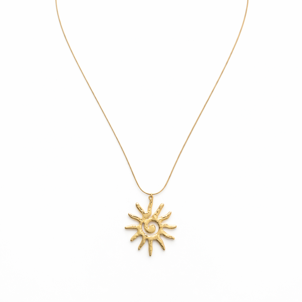 Fire spiral long necklace