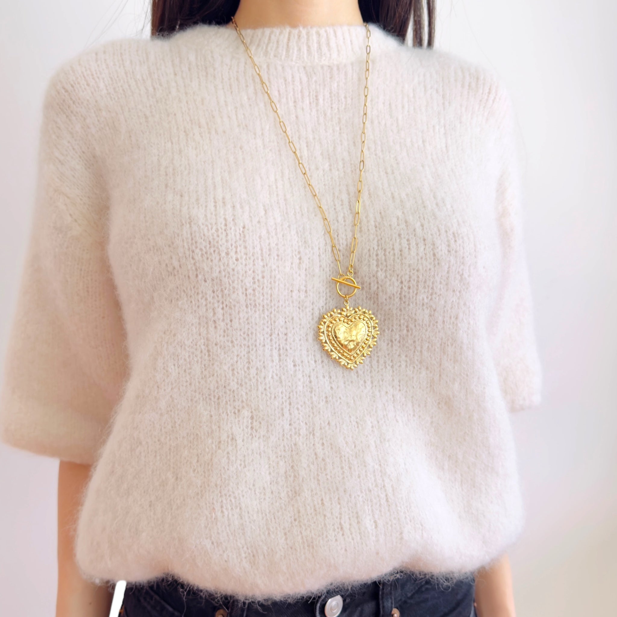 Victorian heart lange ketting 80CM