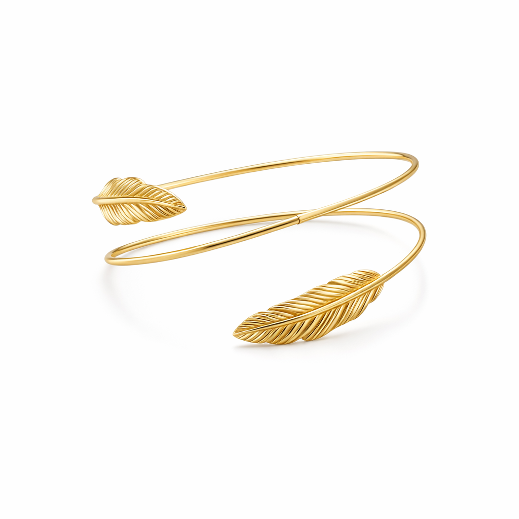 Feather above bracelet