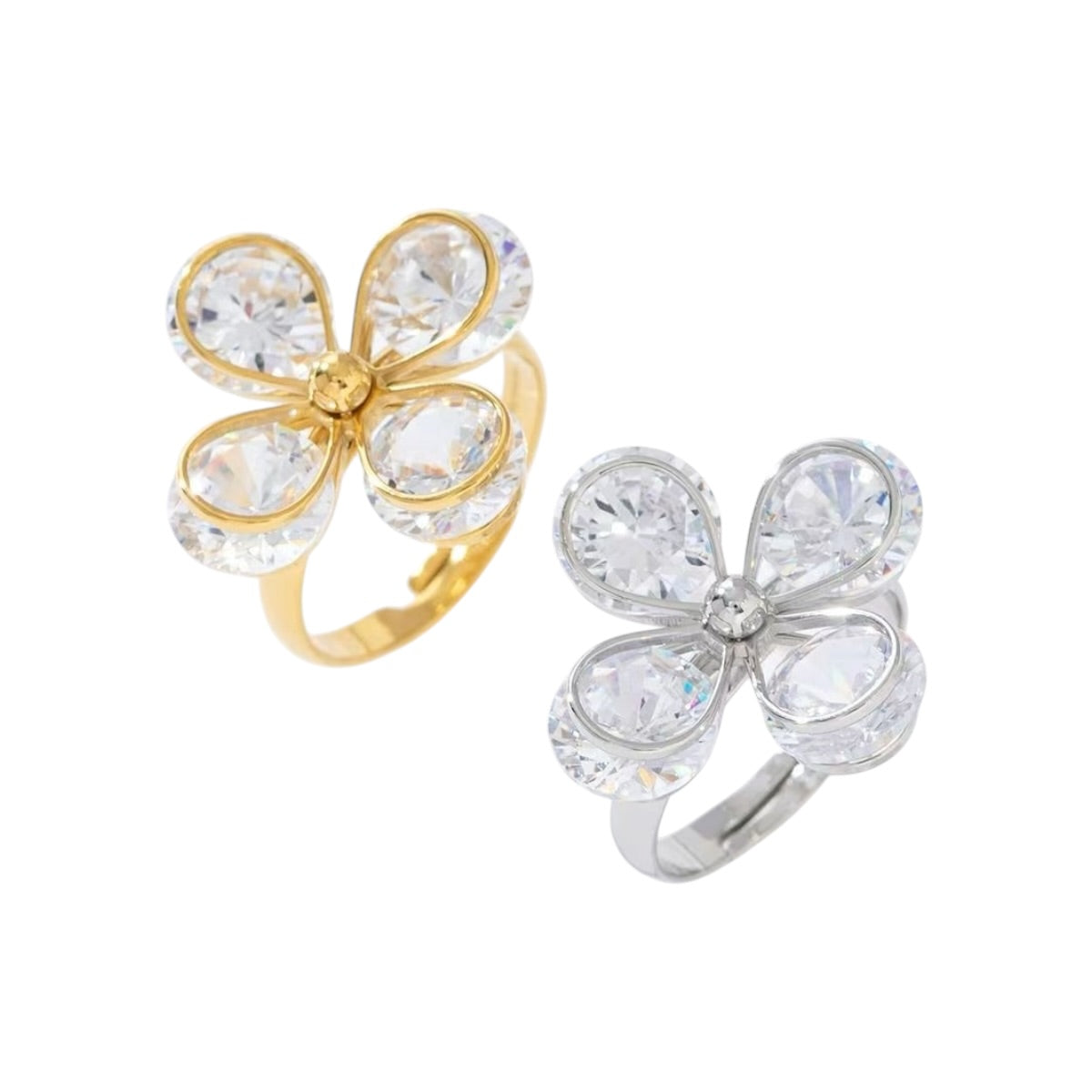 Strassy flower ring