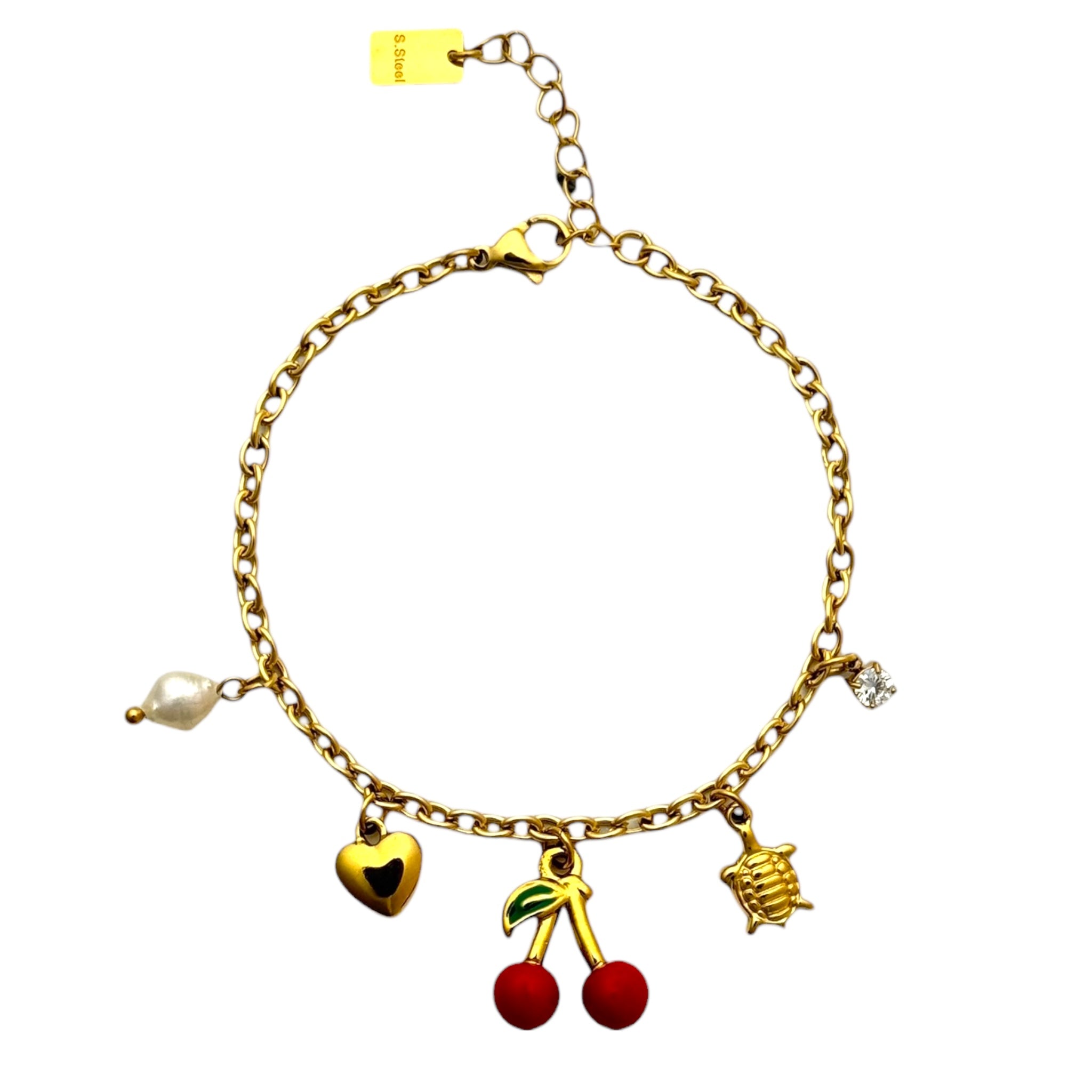 Thin bracelet with cherry charms