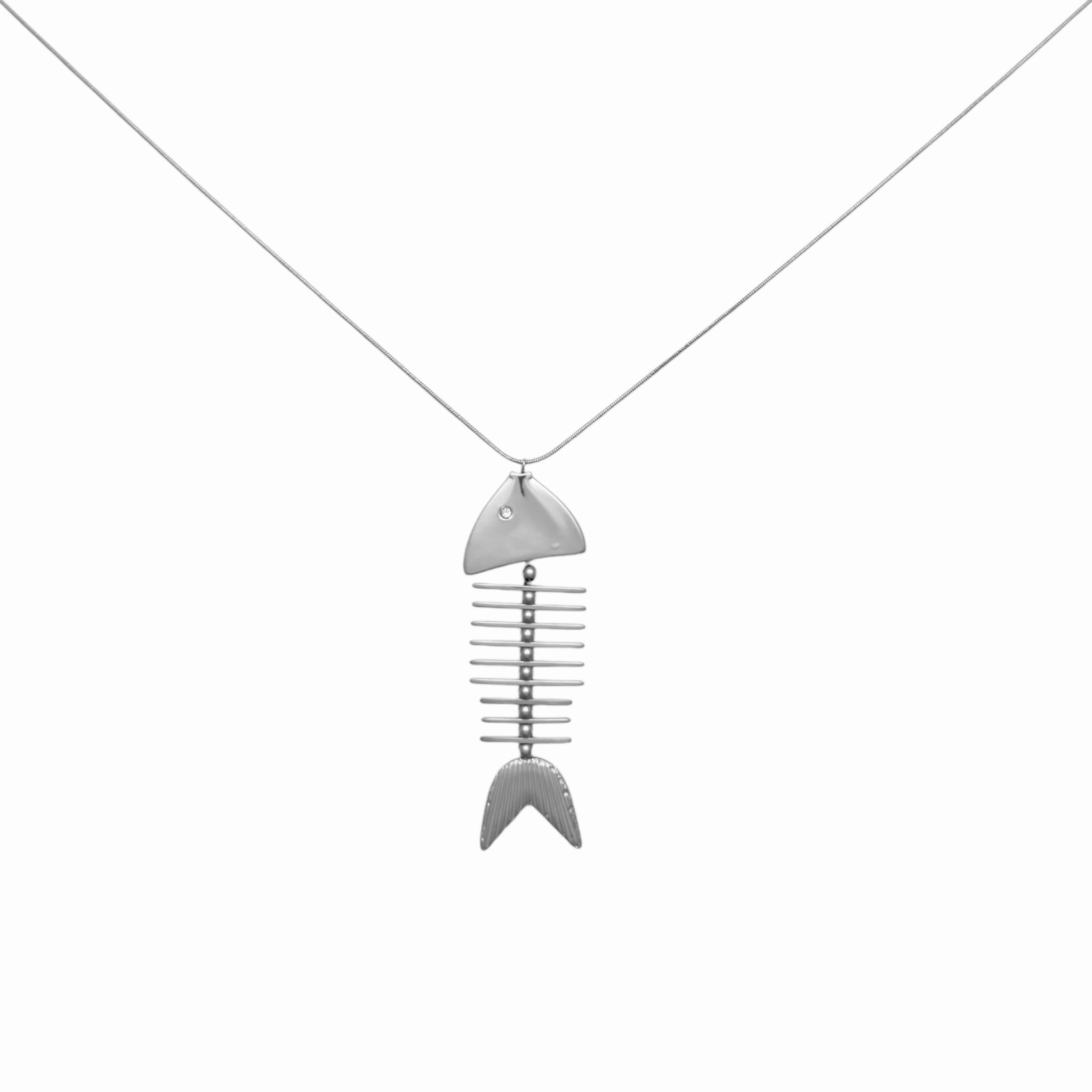 Wavey fish long necklace