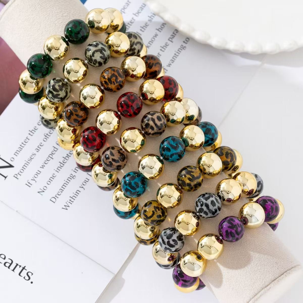 Panter beads armband elastiek