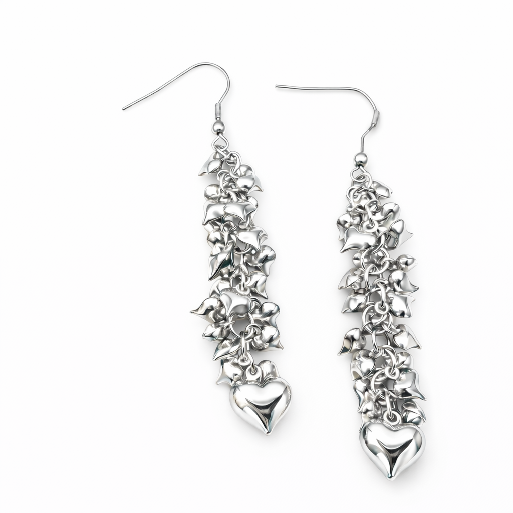 Hangs heart statement earrings