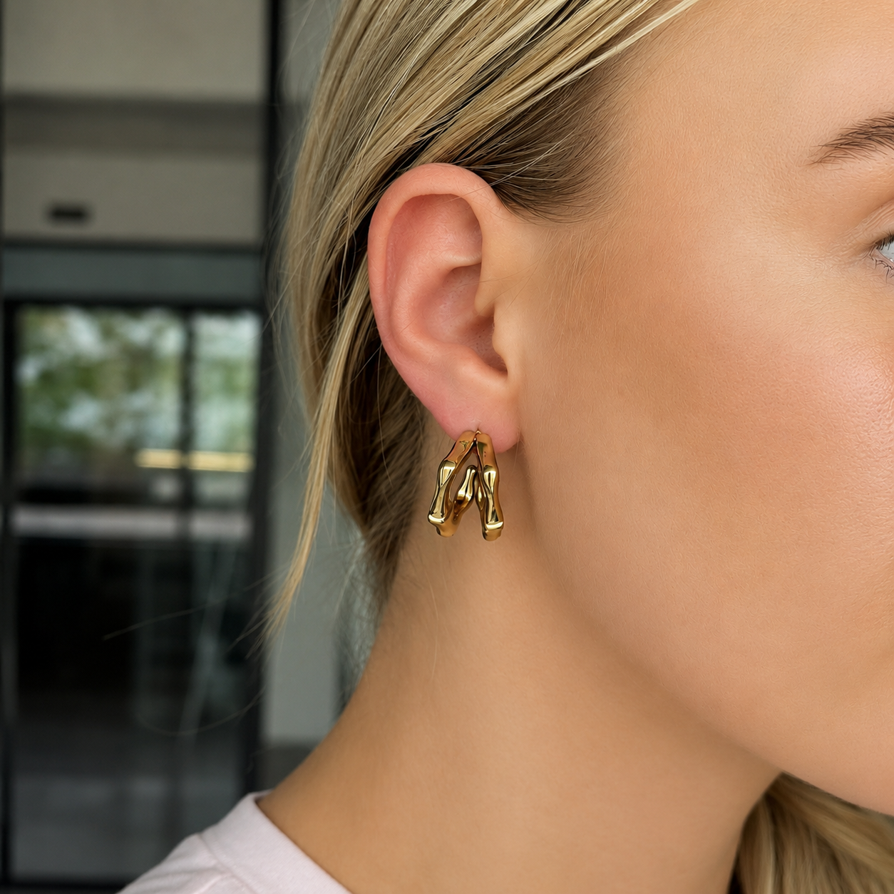 Bamboo hoop earrings