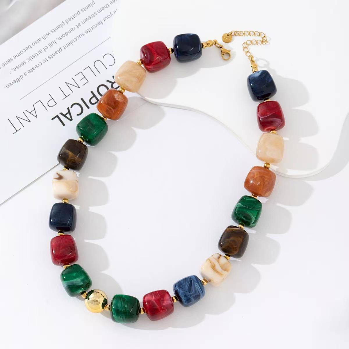 Square beads ketting mixed