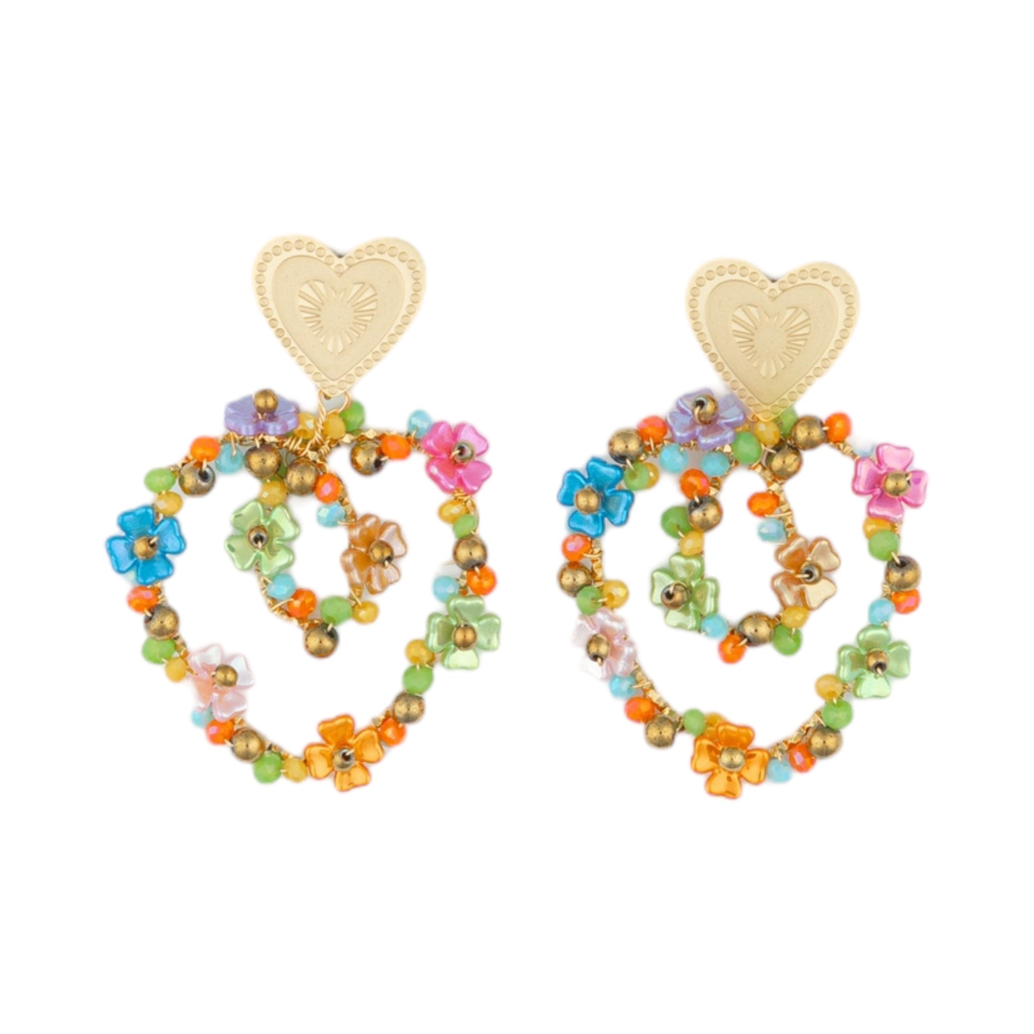 Earring with heart flower