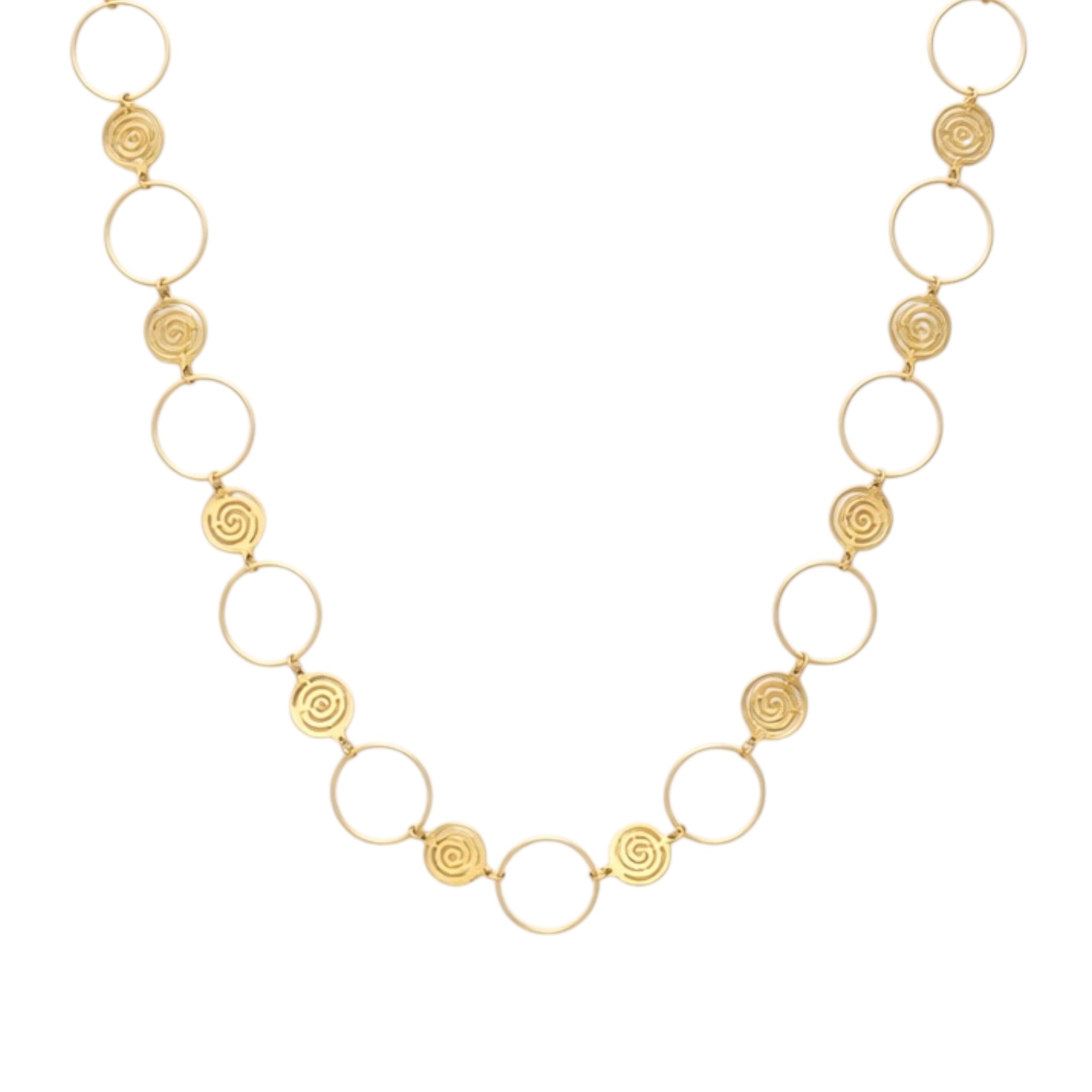 Spiral circle long necklace
