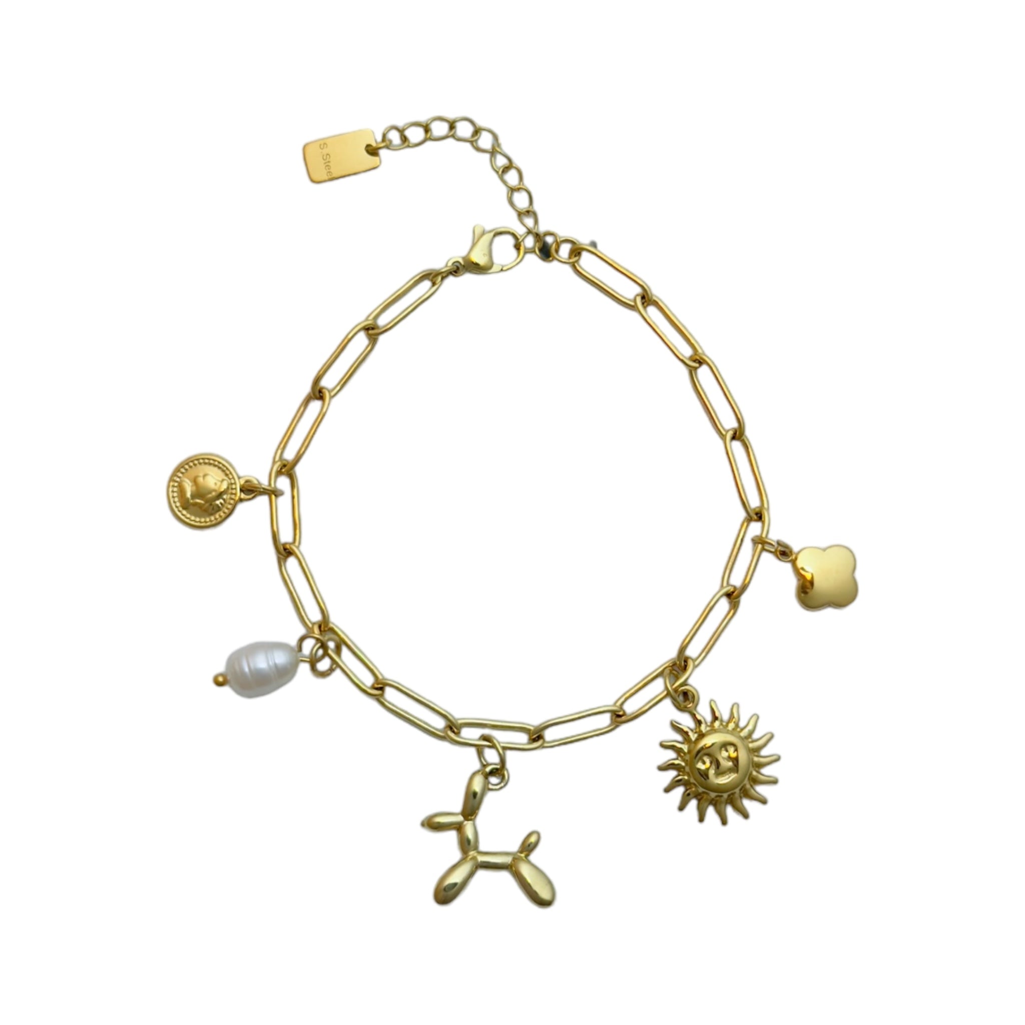 Armband hondje, zon en parel