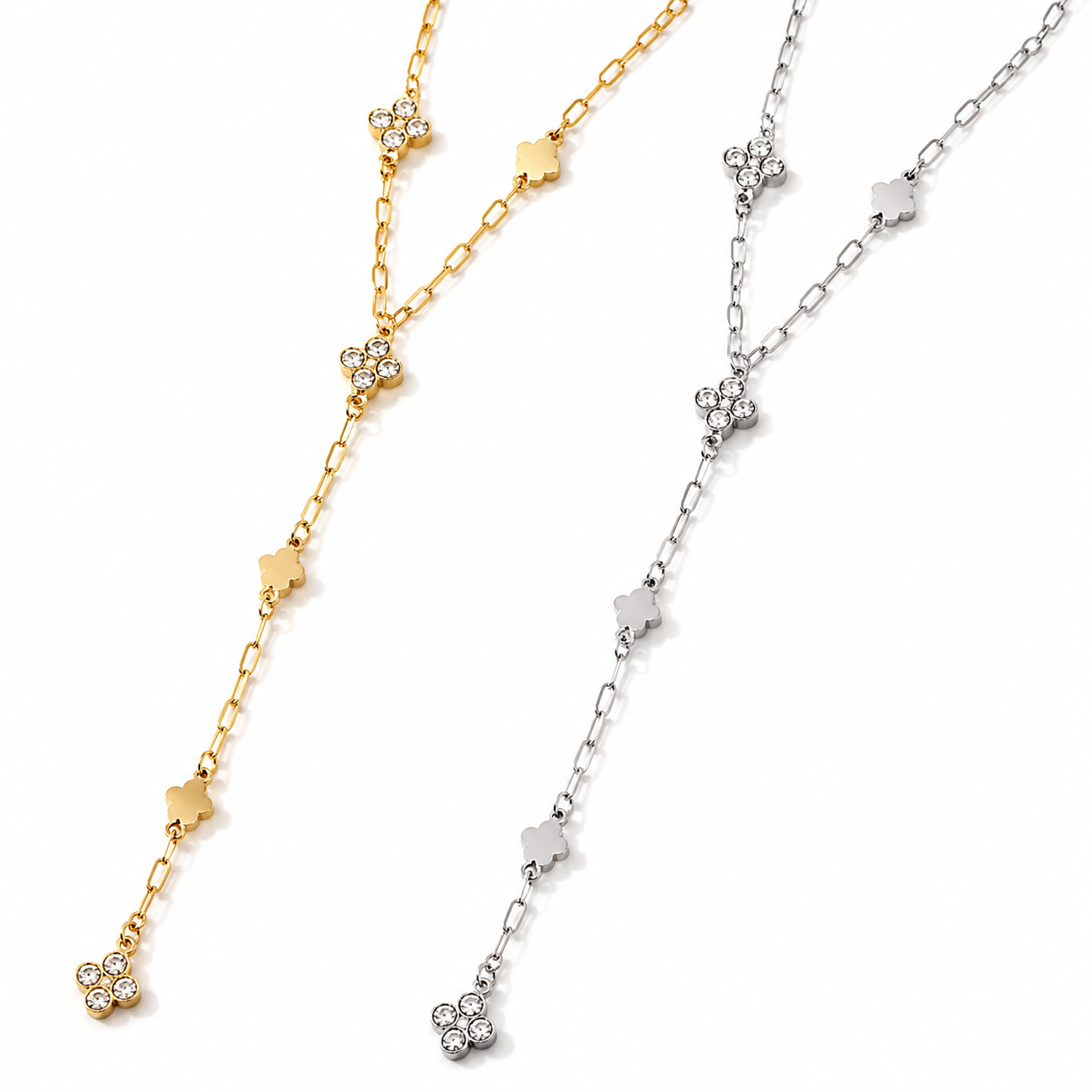 Simple clover Y necklace