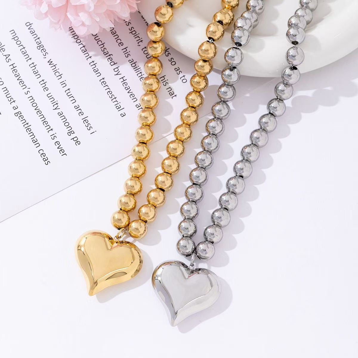 Statement hart beads ketting