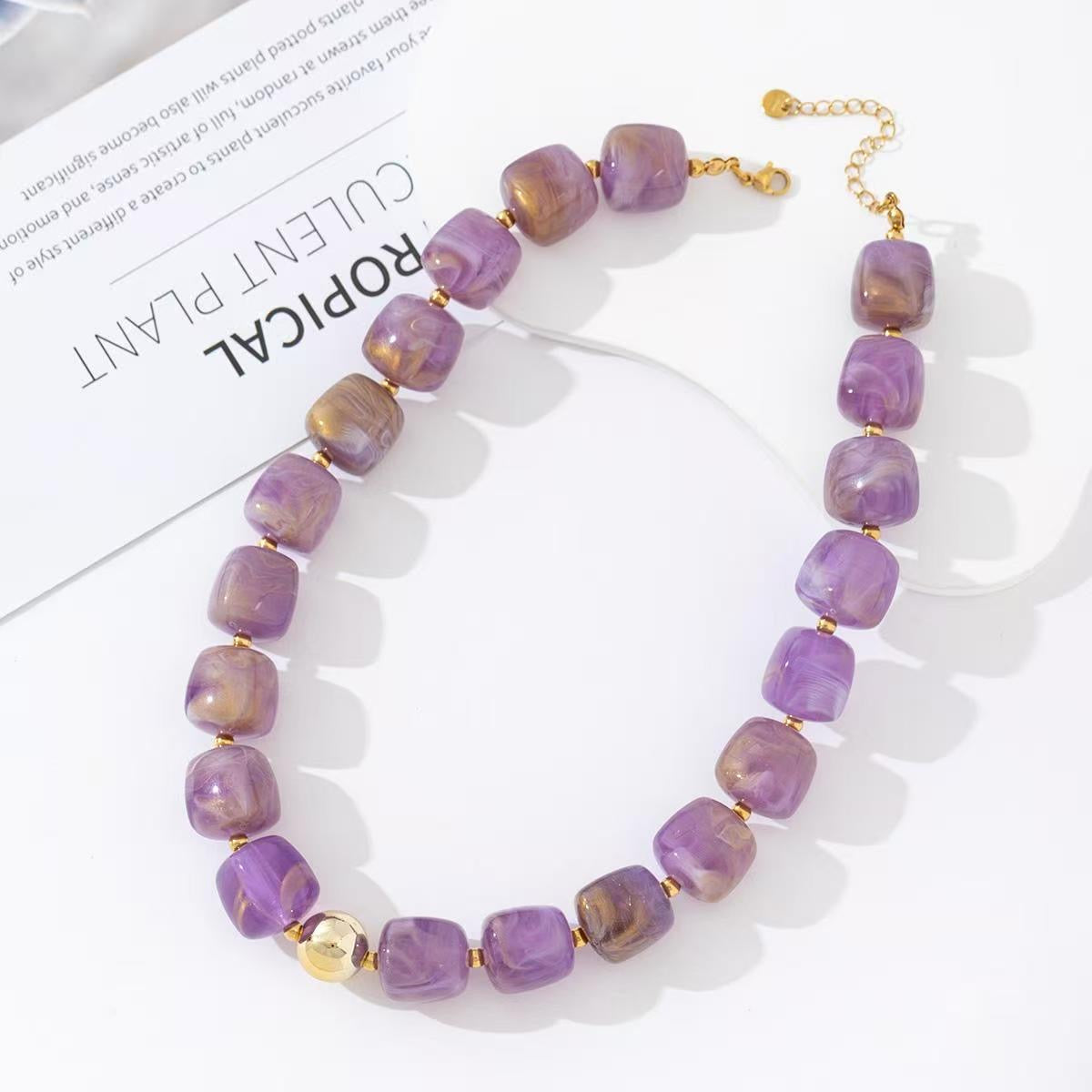 Square beads ketting paars