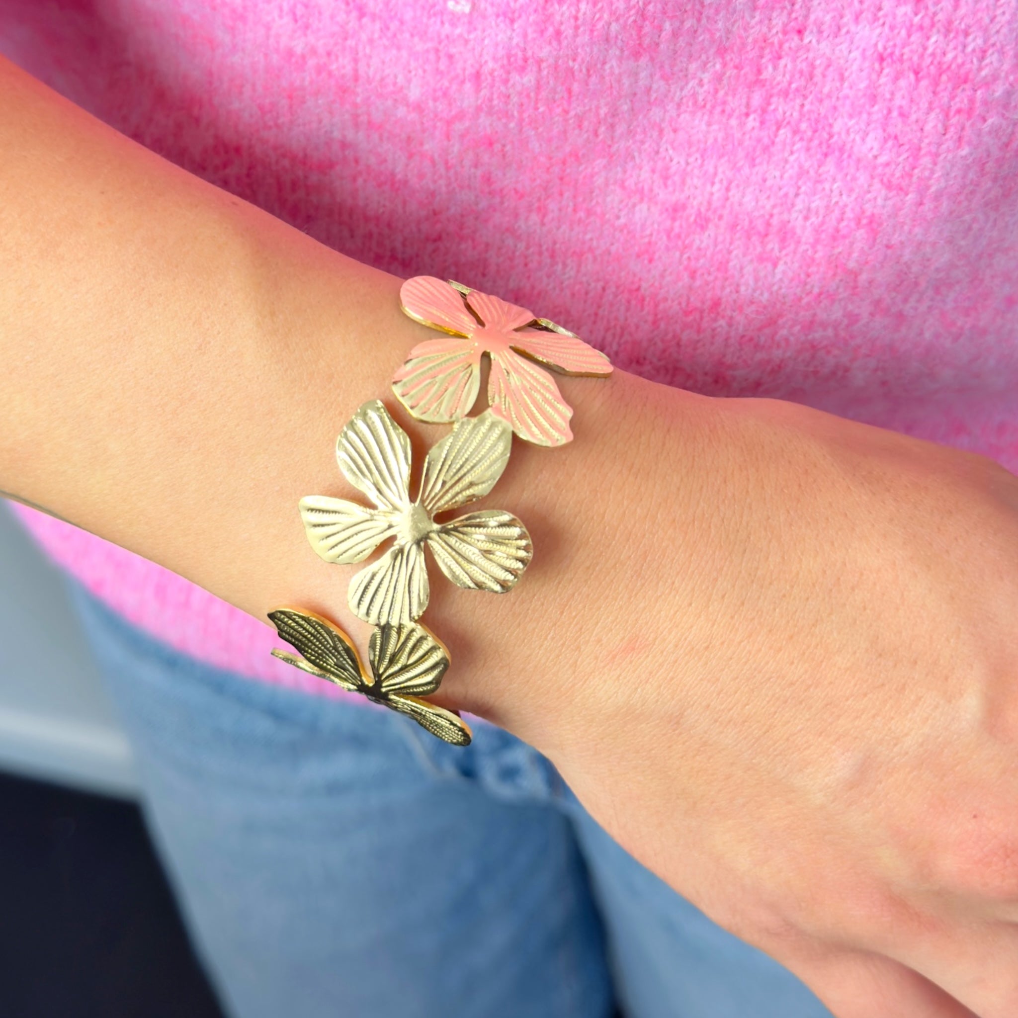 Statement bloemen armband