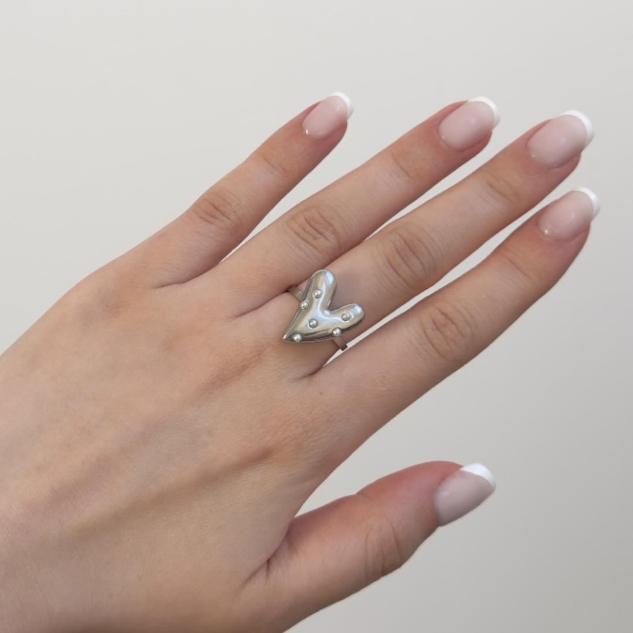 Parel met hart ring