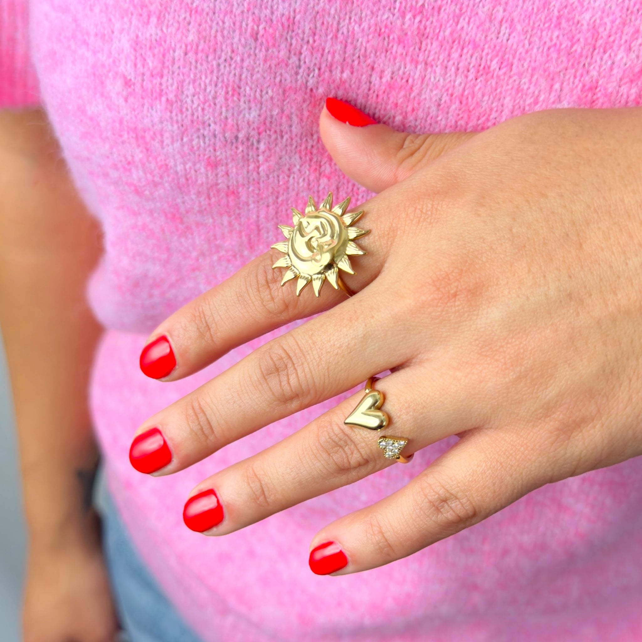 Heart ring with rhinestones