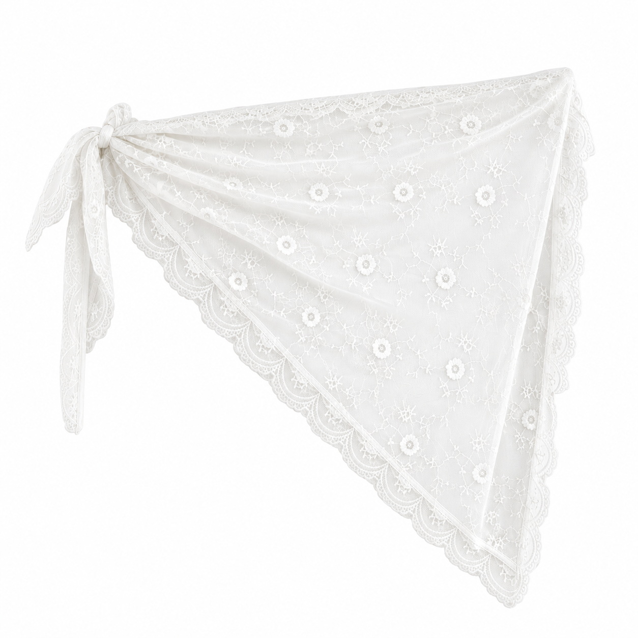 Soft lace white scarf
