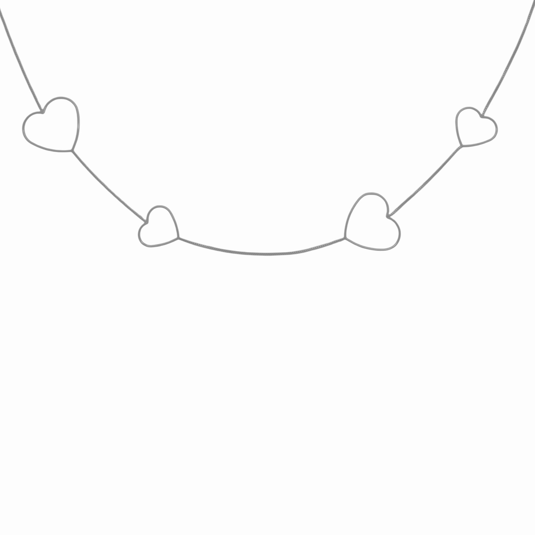 Open hearts long necklace