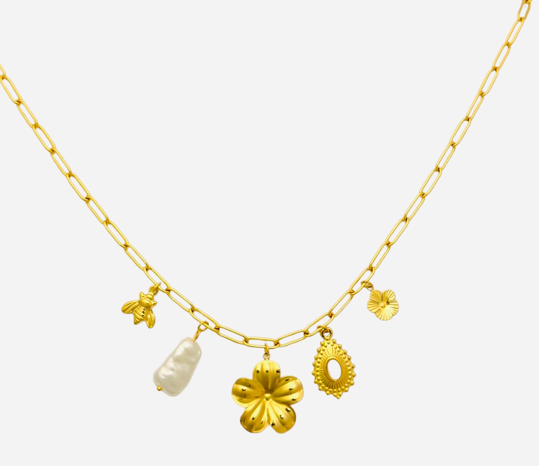 Ketting bedels bloemen en bij