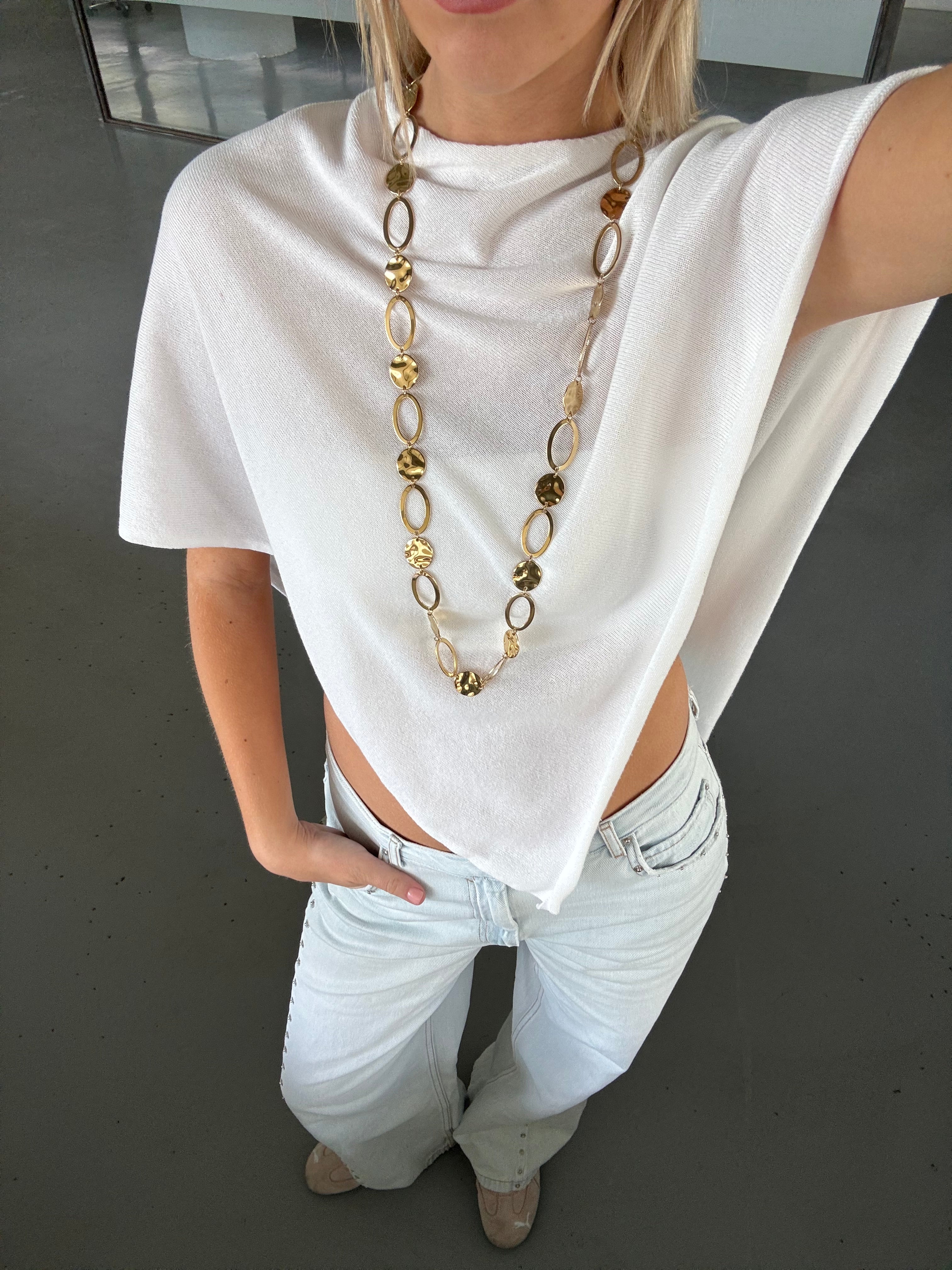 Coin oval lange ketting