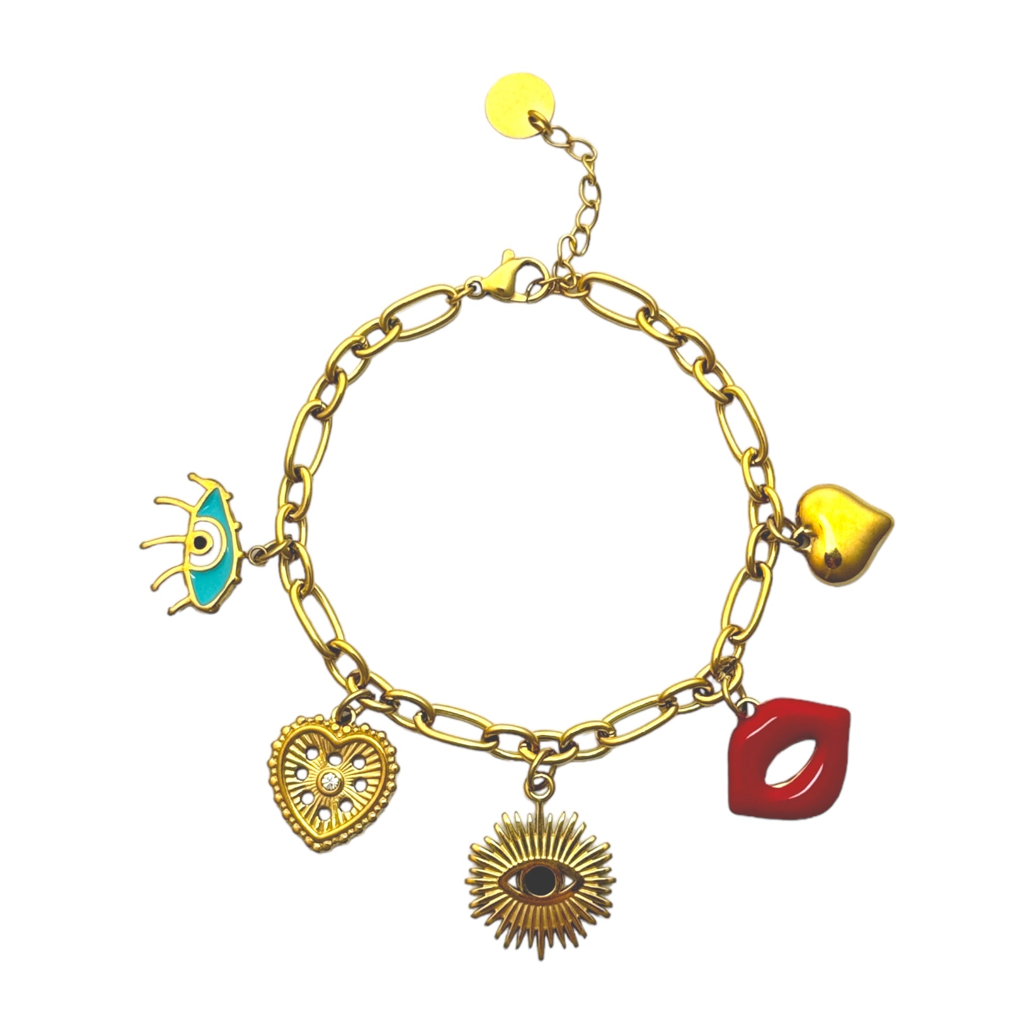 Lips charm bracelet eyes