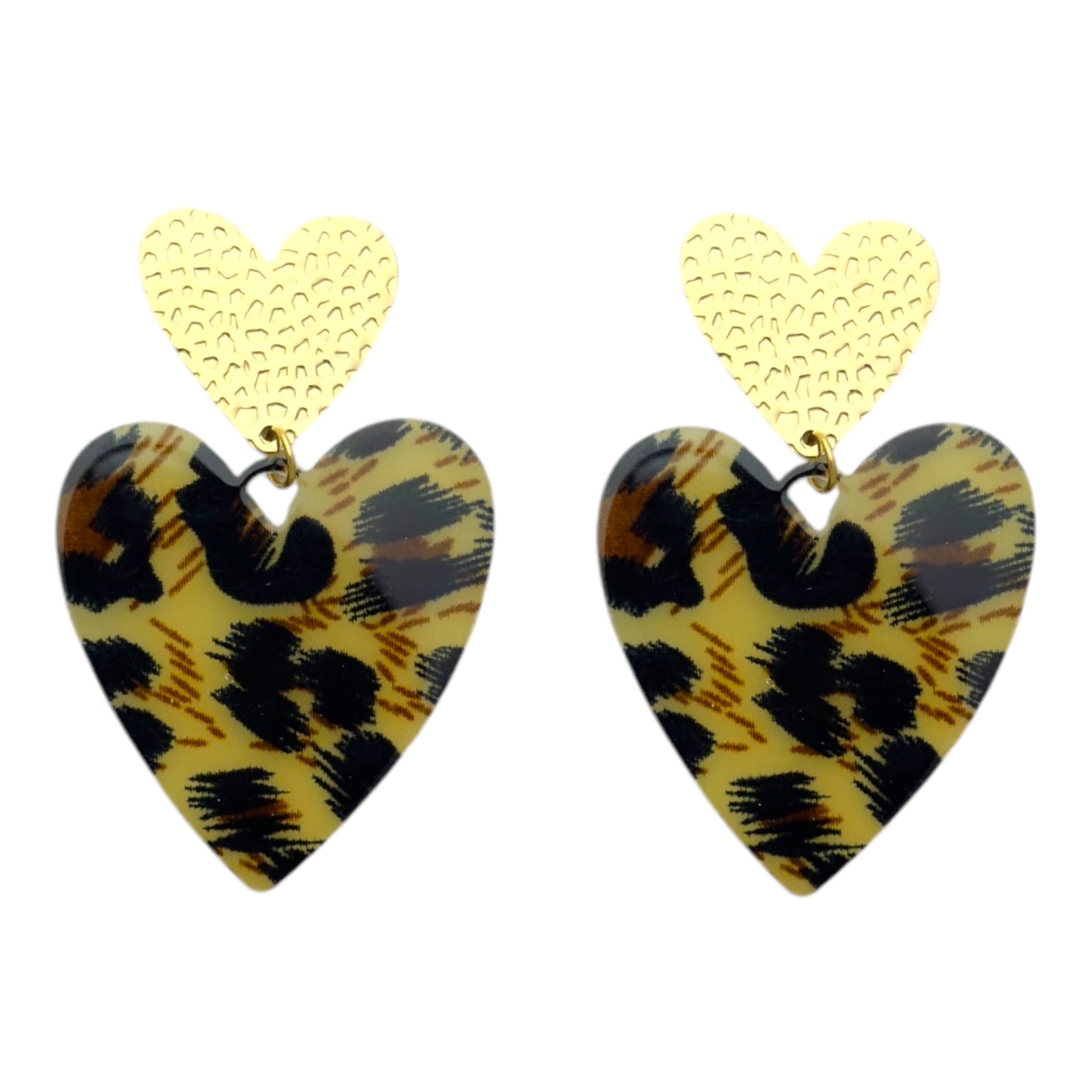 leopard heart earrings