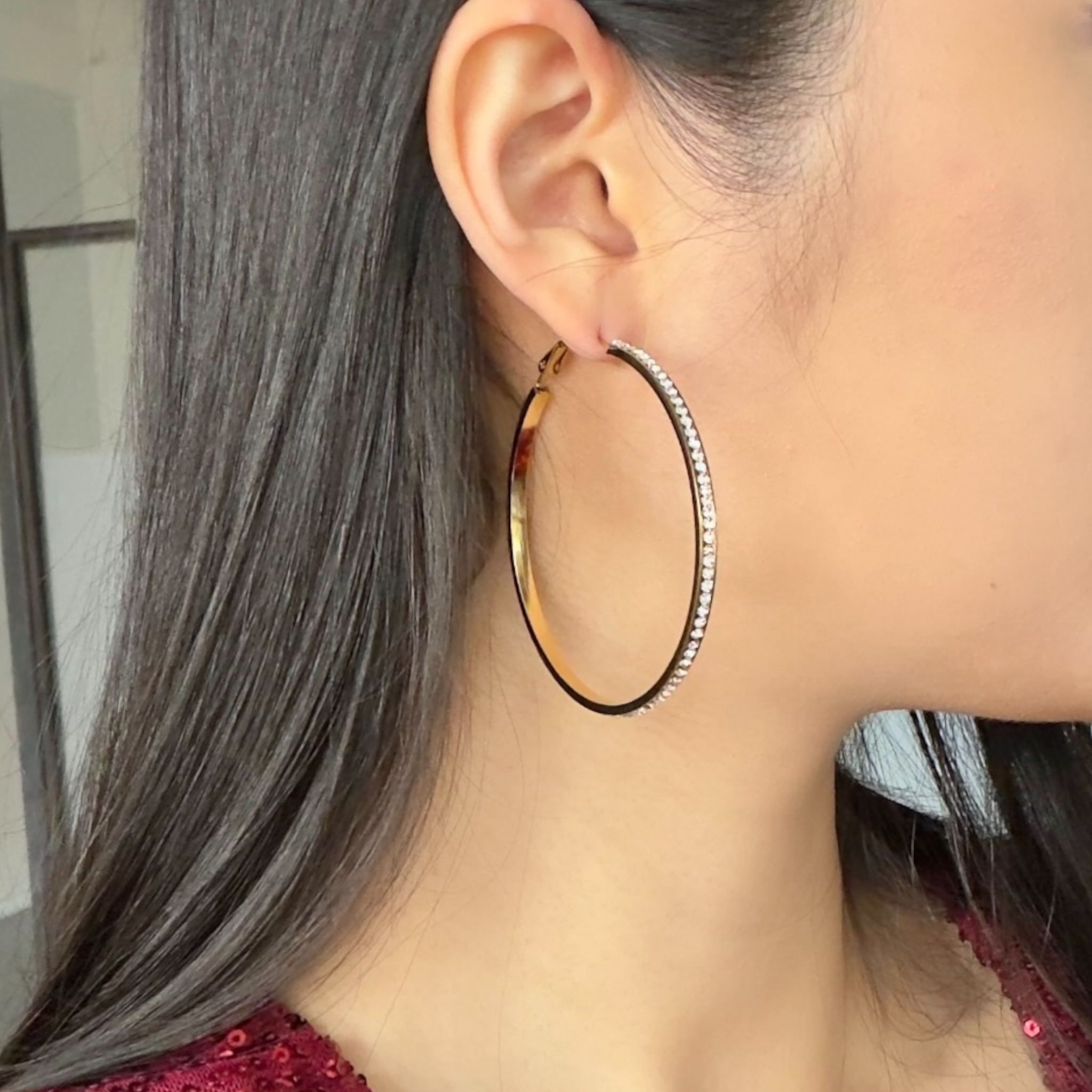 Strassy hoops oorbellen 60MM