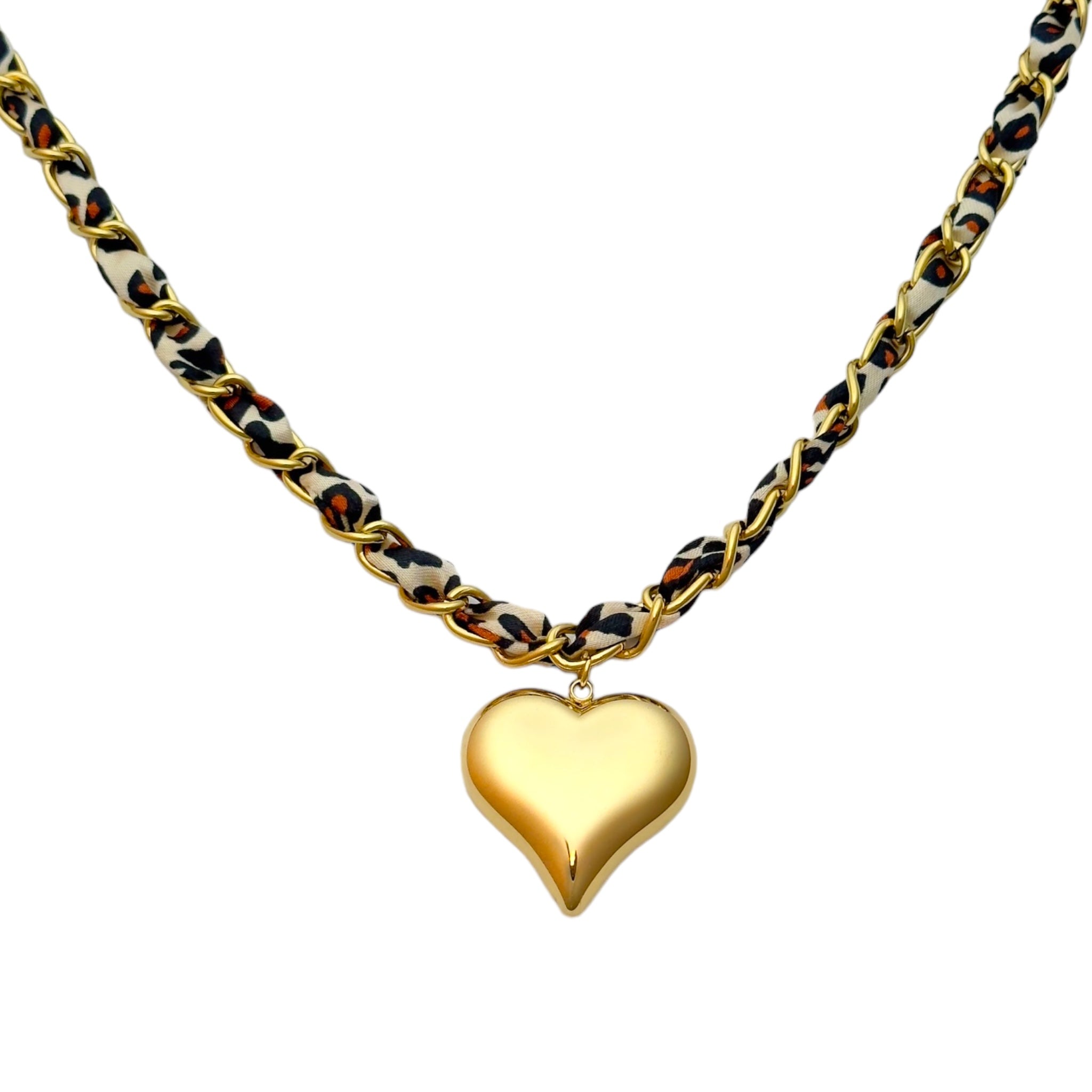 Panther chain heart necklace