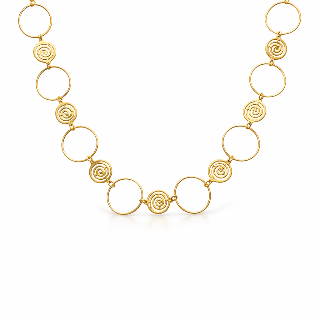 Spiral circle statement necklace
