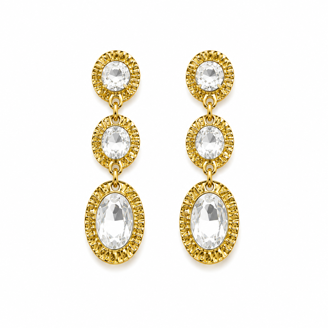 Ovally strass oorbellen