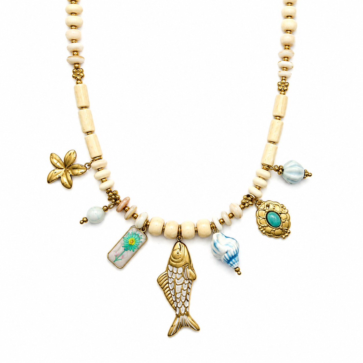 Trout beads charm necklace